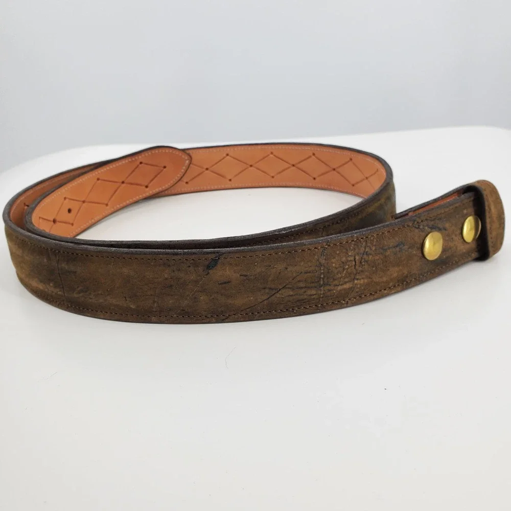 Comstock Heritage Distressed Brown Leather Belt Strap Diamond Stitched Western